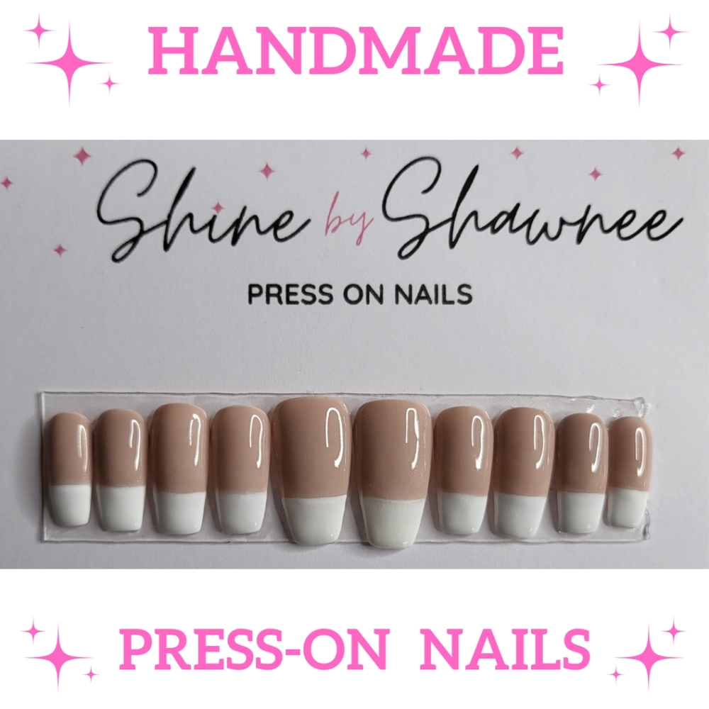 Handmade Luxury Press-On Nails | Sturdy & Reusable | MOCHA FRENCH TIPS